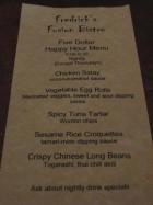 Fredrick's Happy Hour Menu