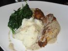 Roasted Chicken Breast with Mashed Potatoes & Fresh Sautéed Spinach