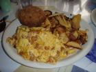 Cajun Shrimp Scramble-In with a Chocolate Chip Muffin