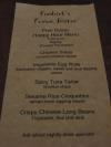 Fredrick's Happy Hour Menu