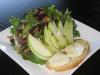 Warm Goat Cheese Salad with Crostini, Spring Mix, Apple, Walnut & Peppered Honey