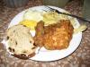 Iced Raisin Bread, Corn, and Golden Fried Chicken