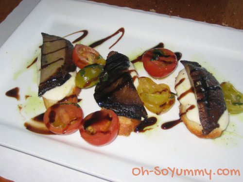 McCormick & Schmick's Portobello, Fresh Mozzarella on Crostini with Tomato Salad