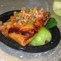 Misoyaki Butterfish with Sizzling Soy Vinaigrette served on Bokchoy Misoyaki Butterfish with Sizzling Soy Vinaigrette served on Bokchoy