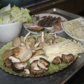 Napa Cabbage, Seafood Combo Platter, Udon Noodles, & Assorted Mushroom Platter