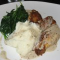 Roasted Chicken Breast with Mashed Potatoes & Fresh Sautéed Spinach