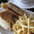 Roasted Chicken Panini w/ Swiss Cheese, Roasted Bell Pepper, Sundried Tomato & Chipotle Mayo
