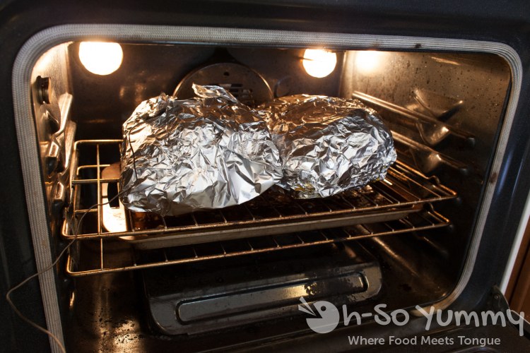 Pork Shoulder Wrapped and placed in the Oven